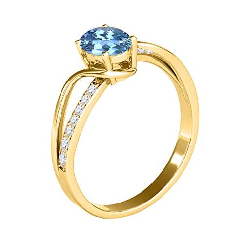 MauliJewels 1.40 Carat Oval Blue Topaz and Diamond Engagement Ring for Women, 14K Solid Gold Wedding Jewelry Gift3