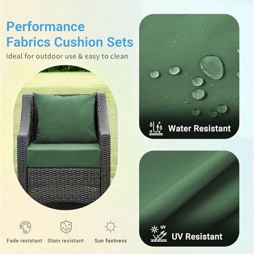 Image of IPYNBAP Outdoor Cushions for Patio Furniture,Outdoor Seat Cushion Set 24 x 24 x 4 Inch,Waterproof & Fade Resistant Outdoor Chair Cushions,Deep Patio Chair Cushion with Removable Cover,ForestGreen