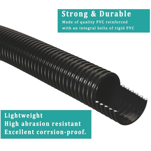 Image of Pond Tubing ID 1 inch x 50ft Black Corrugated Flexible Pump Hose