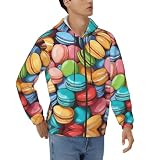 SDFHU Sudadera con capucha para hombre, con estampado de galletas macarrón, para invierno, elegante, disponible en todas las estaciones y ocasiones, Negro -, X-Large