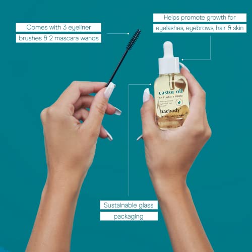 Baebody Castor Oil Eyelash And Eyebrow Growth Serum With Treatment Applicator Kit, 1 Ounce #TOP2