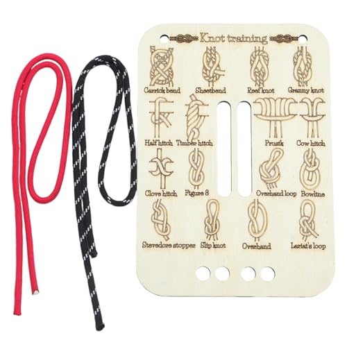 GNHG Tabla de entrenamiento de nudos, kit de práctica de nudos de paracord, tablero educativo portátil para niños, campamento, al aire libre, supervivencia, vela
