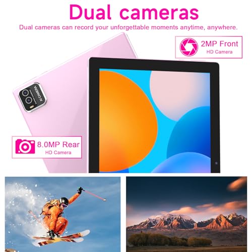 Image of NOVOJOY Tablet 10 Inch Android Tablets with Case and Stylus Android 15 Tablet with Cover 2MP+8MP Dual Camera 6000mAh Battery 12GB RAM(4GB+8GB Expansion) 64GB ROM 5Gwifi-6 10.1 inch Tablets (Pink)