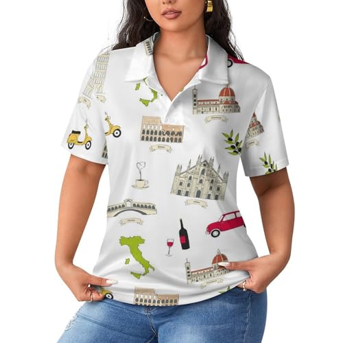 Famous Italian Landmarks Women's Polo Shirt Short Sleeve T Shirts