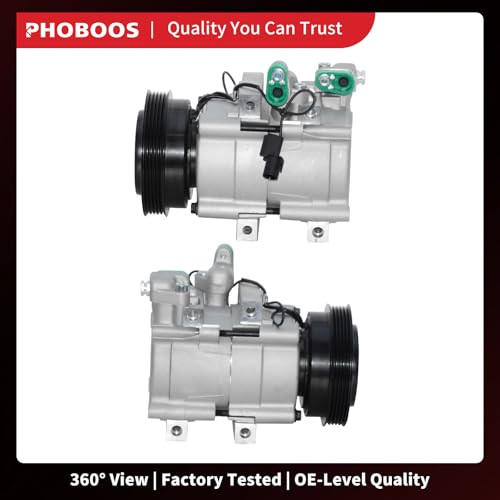 Image of PHOBOOS A /C compressor with Clutch Compatible with Hyundai Sonata 1999-2005 V6 2.5L /2.7L, Tucson 2006-2009 V6 2.7L & Kia Optima 2001-2006 V6 2.5L /2.7L, Magentis 2001 /2002-2006 V6 2.7L, Ref. 4716010