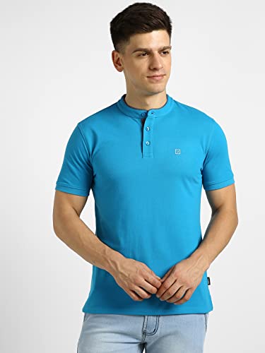 Image of Urbano Fashion Men's Solid Slim Fit Half Sleeve Cotton Polo T-Shirt with Mandarin Collar