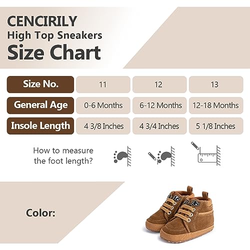 Image of CENCIRILY Baby Boys Girls High Top Sneakers Soft Soles Anti Skid Infant Ankle Shoes Toddler Prewalker First Walking Crib Shoes