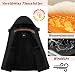 SwissWell Winterjacke Herren Warme Winddichter Fleecejacke mit Abnehmbarer Kapuze und Mehreren Taschen Jacke mit Dickem Fleecefutter Reißverschluss für Wandern Klettern Camping,Schwarz,XL