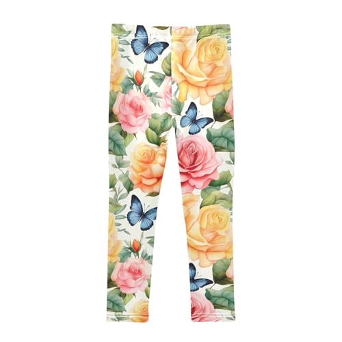 Kids High Waist Butterfly Rose Floewr Spring Leggings for Toddler Girls 4T 202b33752