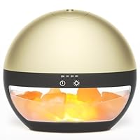 2-in-1 Ultrasonic Essential Oil Diffuser & Himalayan Salt Lamp, 100ml Aromatherapy Diffuser, Cool Mist Humidifier with Timer, 100% Pure Himalayan Salt, Auto Shut-Off, Ambient Glow (Gold)