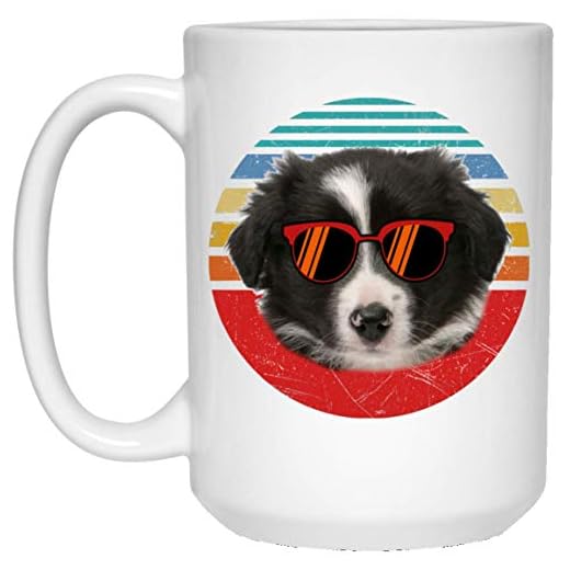 Rolig Border Collie valp hund solnedgång retro kaffemugg