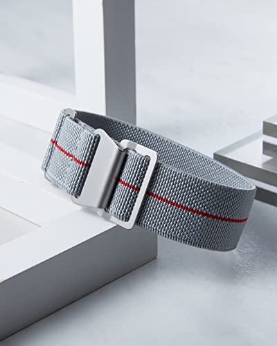 Image of BINLUN Elastic Nylon Watch Band 18mm 20mm 22mm Marine Nationale Fabric Military Parachute Replacement Watch Strap Men Women Silver & Black Buckle - Upgraded Hook-and-Loop Buckle