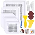 12 PCS 4/6/8 Inch Wall Repair Patch Kit, Aluminum Mesh Dry Wall Hole Repair Patch with Scraper Sandpapers Gloves Heavy Duty Wall Repair for Large Holes Quick Fixes