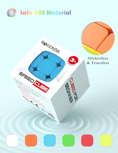ROXENDA Speed Cube, Stickerless 3 x 3 Cube – Durable Solid & Regular Turning, Best Magic Cube of 3D Puzzle – Spins Faster Than the Original