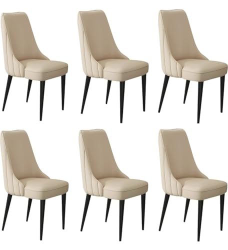 Image of Set of 4 Luxury Dinning Chair with One Piece Strong Metal Frame Accent Chair for Home Office Cafe Restaurant Hotel (6, Khaki)