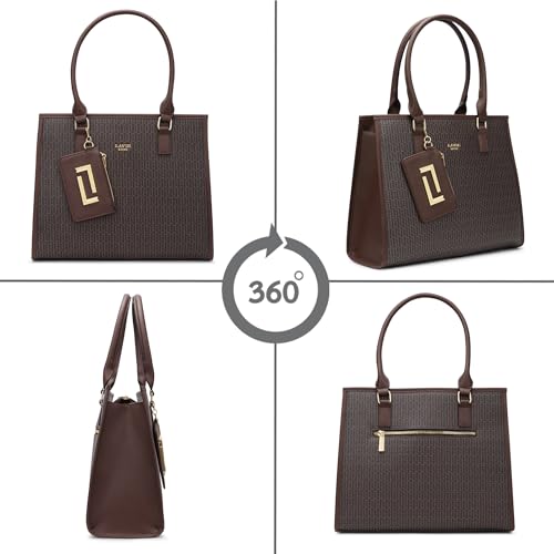 Image of Lavie Luxe Women's Monogram Quad25 Pro Tote Laptop Bag | Tote Laptop Bag for Work | Ladies Purse | Stylish Shoulder Bag | Gift for Women