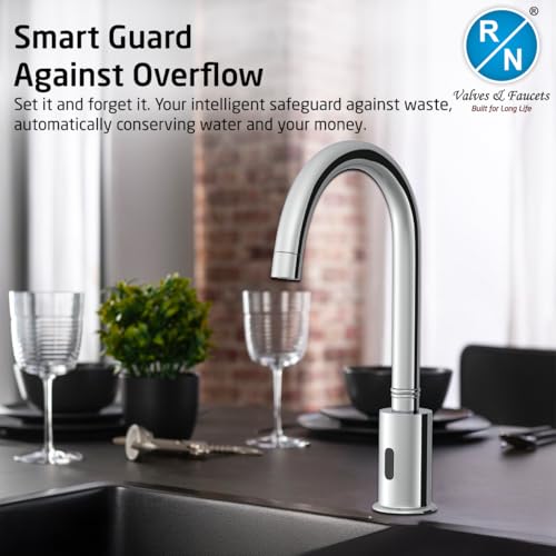 Image of RN Automatic Touchless Sensor Faucet for Wash Basin, Motion Sensor Bathroom Sink Tap, Hands-Free Smart Faucet with Chrome Finish, Water Saving Kitchen & Bath Fixture (Swan Neck Sensor)