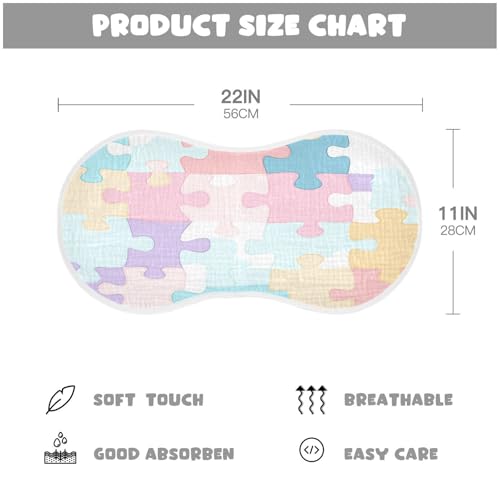 Pastel Colored Puzzle Pattern Plant Burp Cloths Cotton Baby Washcloths,Large 22x11in Burping Cloth Absorbent and Soft for Newborn Baby Boys and Girls,4 Pack4