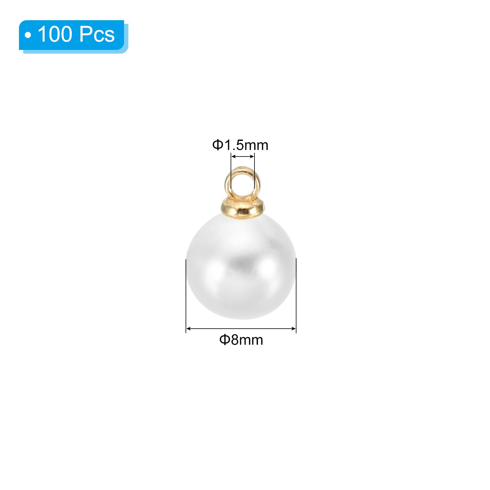 PATIKIL 5mm Pearl Charm, 100pcs Pearl Beads Faux Pearl Pendant Charm Beautiful DIY for Making s s Wedding Crafts Golden White - Image 2