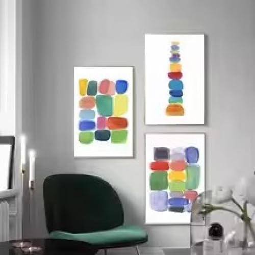Art mural pour salon : affiches abstraites de blocs colorés aquarelle 60x80