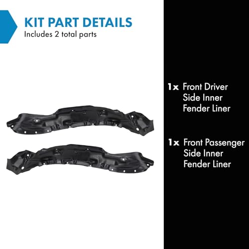 Image of TRQ Front Driver and Passenger Side Inner Fender Liner Set Compatible with 2001-2004 Toyota Tacoma