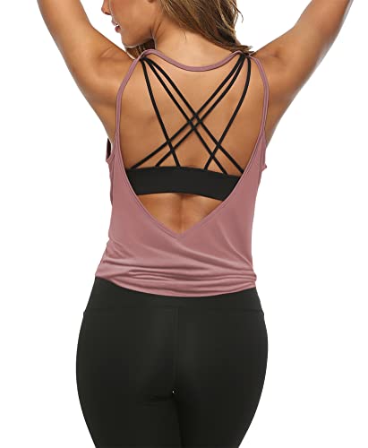 Image of LEXISLOVE Womens Workout Shirts Sexy Open Back Activewear Workout Clothes Sports Yoga Tank Tops