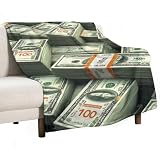 Fashion Flannel Blanket Thick Chair Bedspreads Cover for Men and Women Money American Bill Dollar