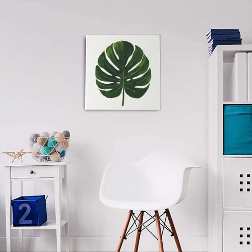 Lienzo decorativo de hojas de Monstera Woshuwo enmarcado para pared, de 30 x 30 cm 4