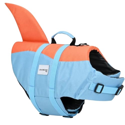 Mobiclinic®, Schwimmweste Hund, Haifischflossen-Design, Rettungsgriff, Verstellbares Geschirr, Leinenring, Hoher Auftrieb und Gute Sichtbarkeit, Sharky, Leicht, Schwimmen, Surfen, Segeln