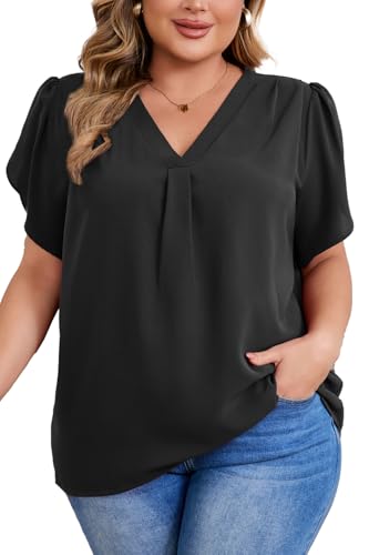 Women's Plus Size Casual Blouses Solid Business...