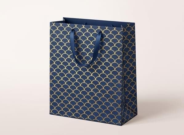 PaperAura Premium Gift Bag with Rope Handles | Luxury Paper Carry Bag for Gifts, Return Gifts, Shopping & Festive Packaging | Reusable Designer Gift Bag 13 x 4.5 x 17 Inches (Blue, Pack Of 8, Design 4)