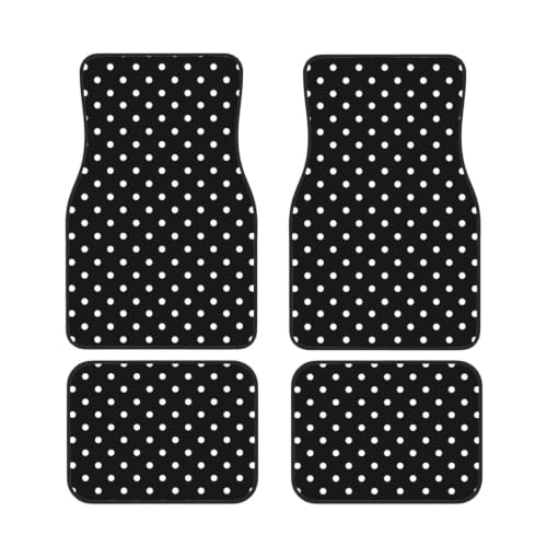 Juego de 4 alfombrillas para coche de neopreno antideslizantes de lunares blancos