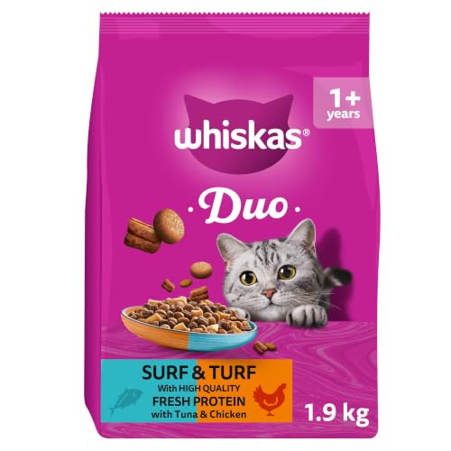 WHISKAS 1+ DUO Surf & Turf Dry Cat Food 1.9kg