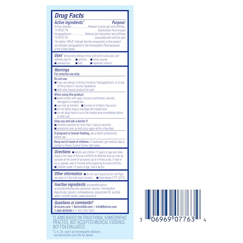 Boiron Arnicare Arthritis Cream for Pain Relief of Knees, Hands, Wrists, Elbows, Joints & Muscles – Quickly Absorbed & Fragrance-Free – 2.5 oz - image 7