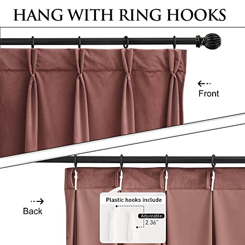 Stangh Wild Rose Velvet Curtains 84 Inch Length For Nursery Kids, Pinch Pleat Bedroom Room Darkening Thermal Privacy Window Drapes For Living Room, W30 X L84, 2 Panels #TOP2