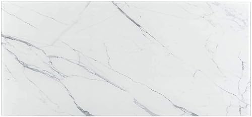 Miniatura 6 de Safavieh Escritorio de cristal de 3 estantes Xyla de mármol blanco y negro moderno para oficina en casa