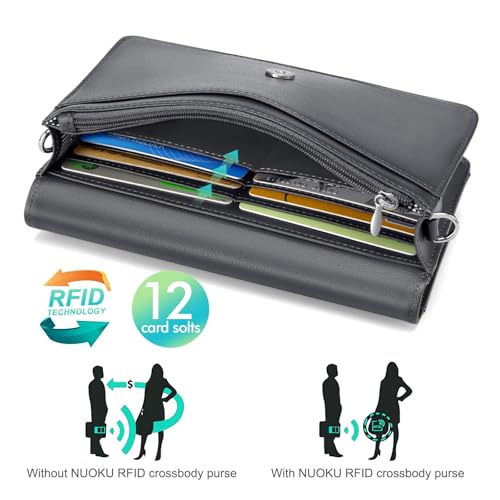 nuoku Small Crossbody Bags for Women, Mini Cell Phone Purse, Removable Rfid Blocking Card Holder, Your Gray Quilted4