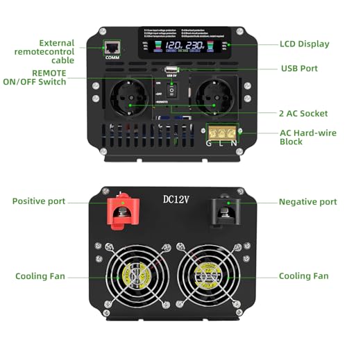 Convertisseur 12V 220V Pur Sinus 5000W LVYUAN avec double télécommande - 5