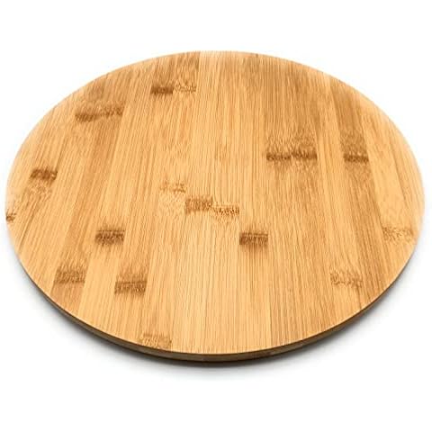 Casa Cuisine® Organic Bamboo Lazy Suzan Dining Table Turntable Serving Plate - 35cms Cover