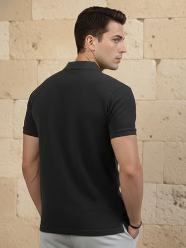 Image of Lux Cozi Men's Cotton Solid Polo Tshirt | Collar Tshirts | Half Sleeves | Stylish & Premium All Day Wear | Pack of 1
