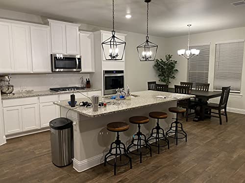 Lokkhan Vintage Industrial Bar Stool-Rustic Swivel Bar Stool-Round Wood Metal Stool-Kitchen Counter Height Adjustable Pipe Stool-Cast Steel Stool 20-27 Inch (Set Of 2) #TOP4