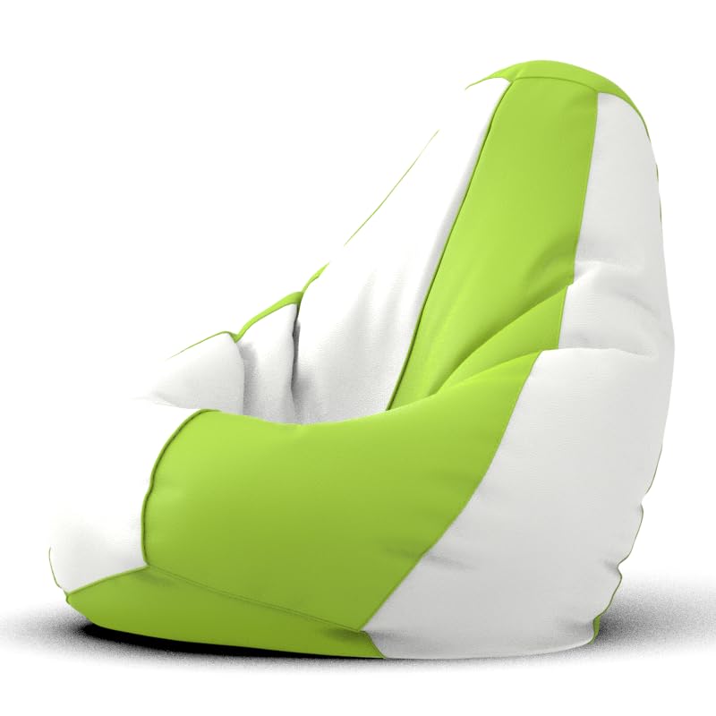 Image of Bean Bag Chair Cover | Size: 0XL | Color: Pea-Green White | Without Beans | Premium Leatherette Cover (CMF 3877)