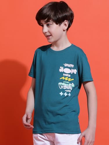 Image of Li'l Tomatoes Boys Cotton T-Shirt | Graphic Printed Half Sleeve Casual Summer Wear | Soft & Breathable | 9-16 Years