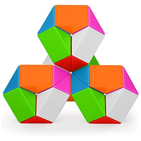 Yordawn Magic Snake Cube 24 Parts Fidget Cube Speed Cube Twist 3D Puzzle Toys Magic Ruler Fidget Toys Brain Teaser Educational Toys for Boys Girls Teenagers Adults Rainbow Cover