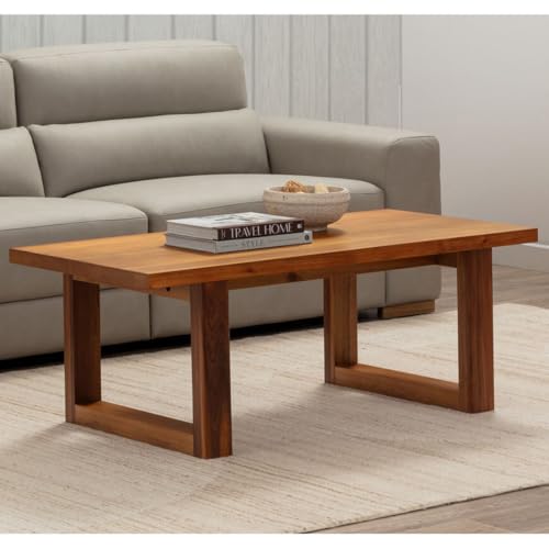 Image of Solid Sheesham Wood Coffee Table, Durable Sheesham Construction, Polished Rosewood Finish, Sturdy Modern Design, Brown, 70 * 40 * 32CM