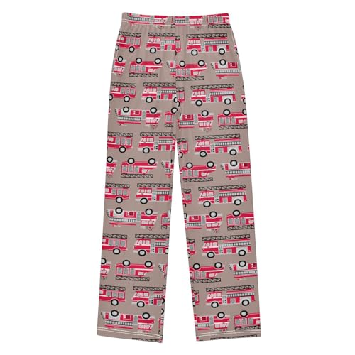 ZZXXB Fire Trucks Boys Long Pants Soft Trousers Elastic Waist Kids Lounge Bottoms with Pockets S-XL