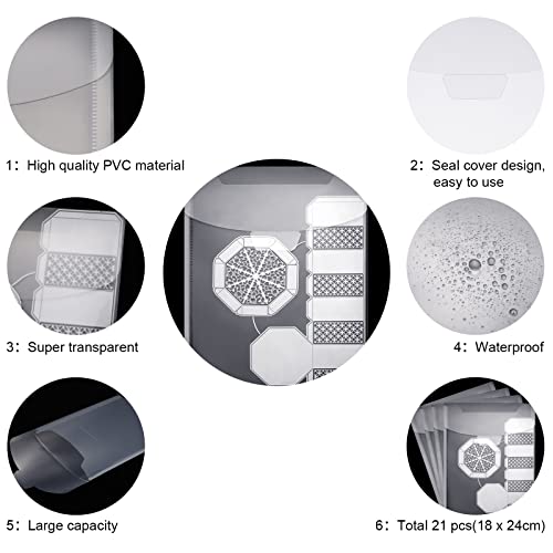 Image of Marspark 21 Pieces Clear Stamp and Die Storage Bag Pockets Resealable Plastic Seal Storage Envelopes Case Dies Stamp Pocket for Christmas DIY Paper Card Craft(7 x 9.4 Inch)