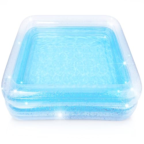 ArtCreativity Sparkly Inflatable Kiddie Pool with 3 Levels, Transparent Blow Up Pool for Kids with Silver Glitter and Cushioned Bottom, Easy to...