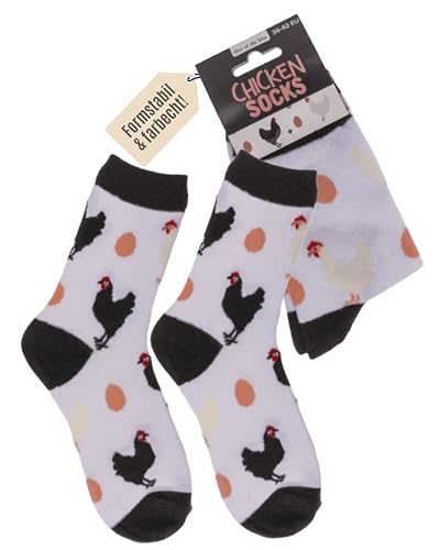 Out of the blue Hühner Socken | Originelles Design | Lustige Motivsocken für Damen & Herren | Größe 36-42 | Weiche Baumwollmischung & elastischer Bund