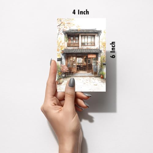 Image of SiddArtify Asian Architecture Wall Art Poster Print Set - Watercolor Building Prints for Living Room Bedroom Office Decor - Set of 2-4x6 Inch - Board (Pack of 6) - Sticker (Pack of 6)